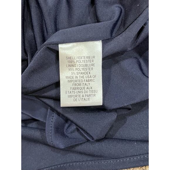 Milly Navy Gold Tone Knit Layered Chain Embellished Scoop Neck Sheath Dress Lg - Picture 10 of 13